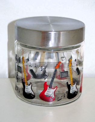 Music Themed Glass Storage Jar Small Electric Guitar JAR009