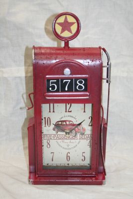 Hometime Metal Framed Petrol Pump Mantel Clock Battery Powered