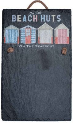 Vintage Retro Beach Huts Slate Memo / Note Board  SL031