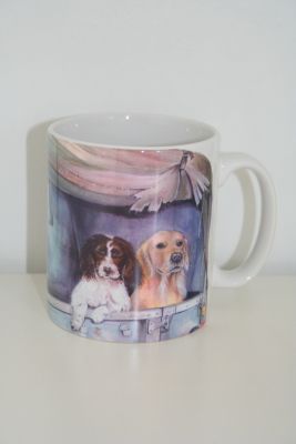 PhotoCeramic Durham Mug Labrador & Spaniel in a Land Rover