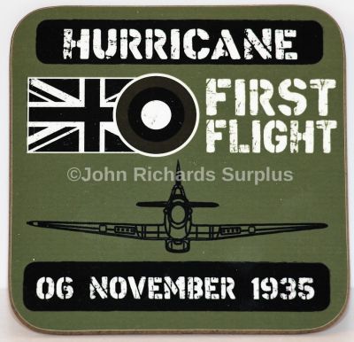 Drinks Coaster RAF Hawker Hurricane Aircraft First Flight 