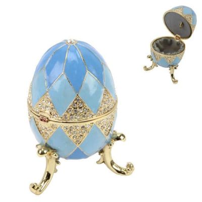 Musical Blue Crystal Egg Metal Die Cast Trinket Box by Treasured Trinkets 15237