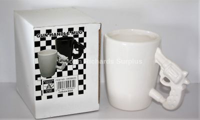 Novelty Large White Mug with Revolver Gun Design Handle