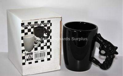 Novelty Large Black Mug with Revolver Gun Design Handle