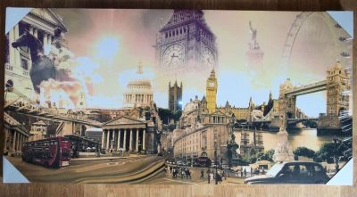 Large Canvas London iconic scenes Inc St Paul's Cathedral Big Ben Tower Bridge D21230/A