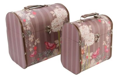 Laura Darrington Design Brown Flower Domed Storage Box Set of 2 2686