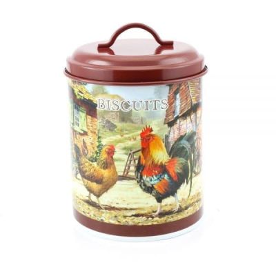 Cockerel & Hen Biscuits Canister From MacNeil Studio LP28786