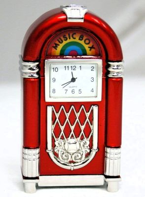 Red Juke Box Miniature Novelty Desk Clock 0414