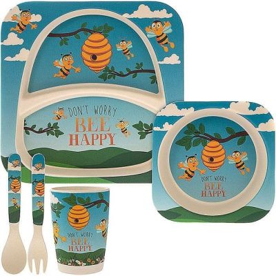 Eco Friendly Bamboo Baby Feeding Set Bee Happy LP42978 