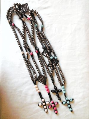 Shamballa Style Necklace with Cross Various Colours. R49333/G