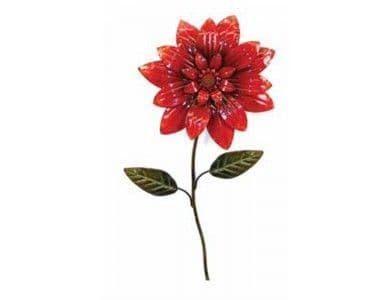 Red Flower Metal Wall Art 5182 Price Reduced Slight Damage