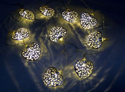 Indoor Metal Heart Light Garland with 10 LED Lights 700478