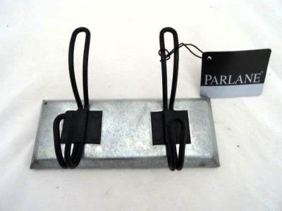 Metal Industrial Look Steel Wire 2 Coat Hooks 720616