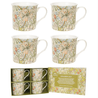 Golden Lily Fine China Mugs Gift Set of 4 92671