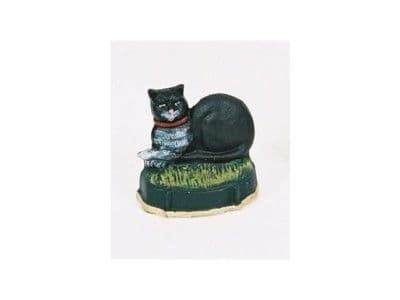 Cast Iron Small Black Cat Door Wedge 975