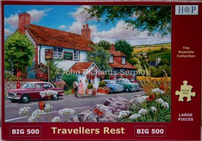 Travellers Rest Big 500 Piece Jigsaw Puzzle Classic Car