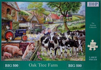 Oak Tree Farm Big 500 Piece Jigsaw Puzzle Land Rover & Fordson Tractor