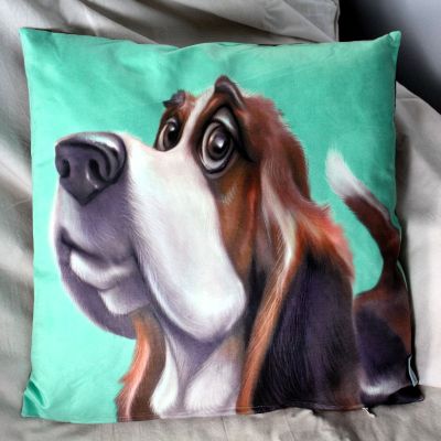 Large Caricature Cushion Bassett Hound 45 cms x 45 cms