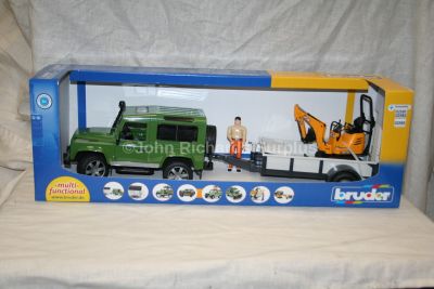 Bruder Land Rover Defender 90 With JCB Minidigger & Trailer 1:16 scale Model 2593