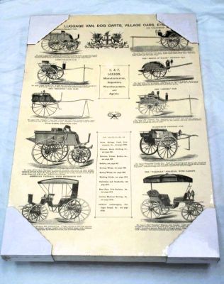 Wooden Frame Print of Diagrams of Horse Drawn Carts and Coaches Cart001