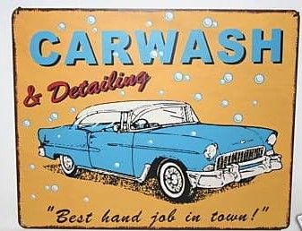 Retro Small Metal Sign Carwash & Detailing