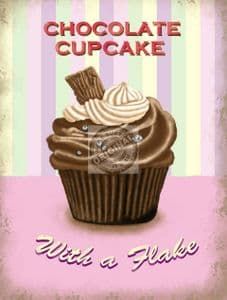 Chocolate Cupcake Small Metal Wall Sign 200mm x 150mm