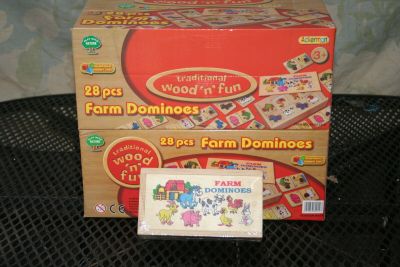 Childrens Wooden Farm Dominoes in Wooden Box 