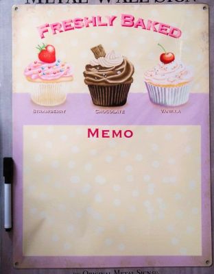 Freshly Baked Cupcakes Large Metal Memo Board 40cm x 30cm