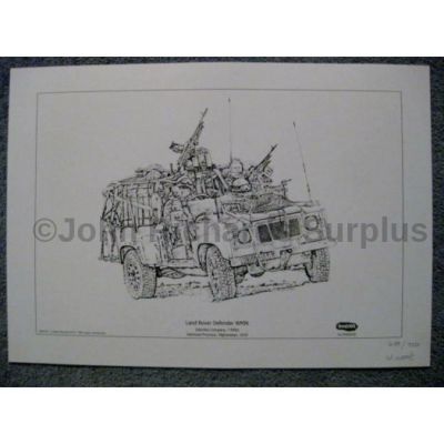 Land Rover signed reproduction print Defender WMIK 7 Rifles