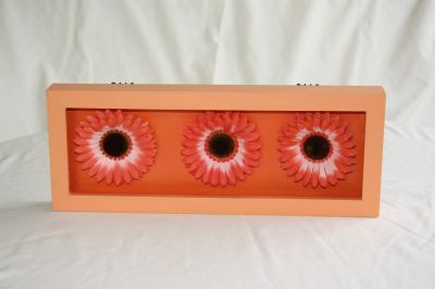 Wooden Framed Gerbera-Daisy Wall Art Orange with 3 Orange Flowers 537-106 Orange