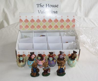 House of Valentina Box of 11 Teddy Bears in Honey Pots + 3 Gardening Teddy Bears F174 B