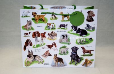 Large Dog Design Gift Bag with Rope Handles & Gift Tag