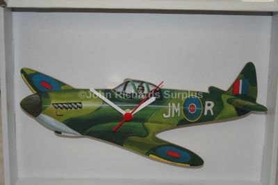 Handmade wooden wall clock Supermarine Spitfire Battery operated TS1C