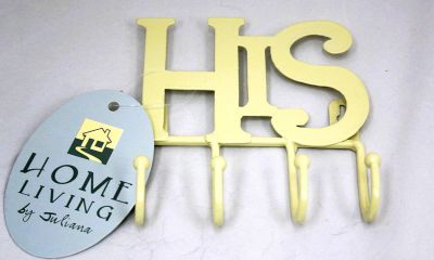 His and Hers Cream Metal Coat Hooks MWA479, MWA480 