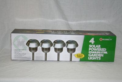 4 Solar Powered Stainless Steel Garden Lights 70177