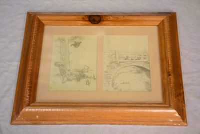 Winnie the Pooh - Tigger catch and Bridge sketch print 2 styles