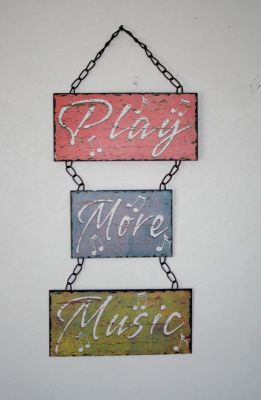  'Play More Music' Metal Hanging Musical Sign PMM001