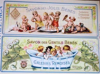 Set of 2 Savon des Jolis Bebes Metal Wall Sign Each Sign is 40 cm x 15 cm