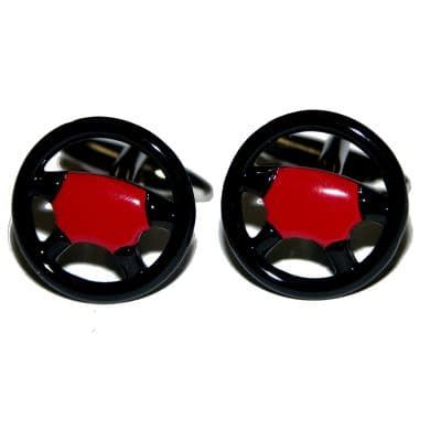 Car Themed Novelty Cufflinks Steering Wheel 3 Types