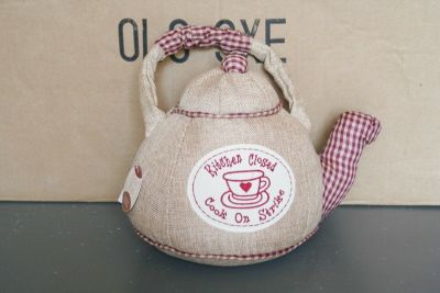 Essential Living  Fabric Teapot door stop Kitchen Closed