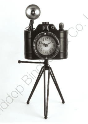 Vintage Metal Old Style Camera Mantel Clock W2628 Retro