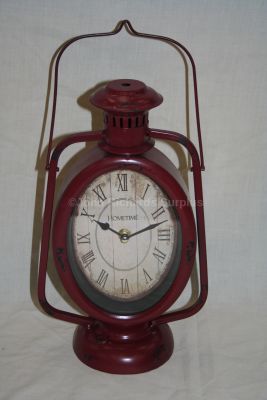 Hometime Metal Framed Hurricane Lamp Mantel Clock Battery Powered