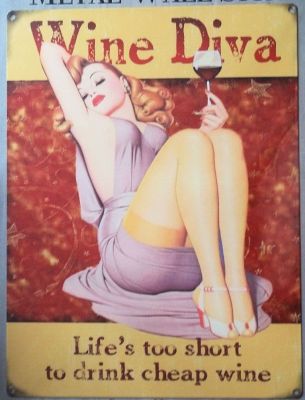 Wine Diva Large Metal Wall Sign 40 cm x 30 cm