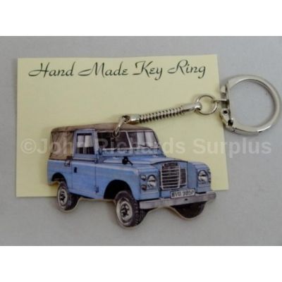 Handmade wooden key Ring Land Rover series 3 SWB Soft Top