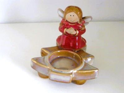 Cute Ceramic Christmas T Light Holder Angel  X341