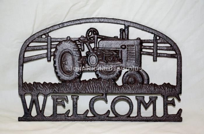Cast Iron Tractor Welcome Sign